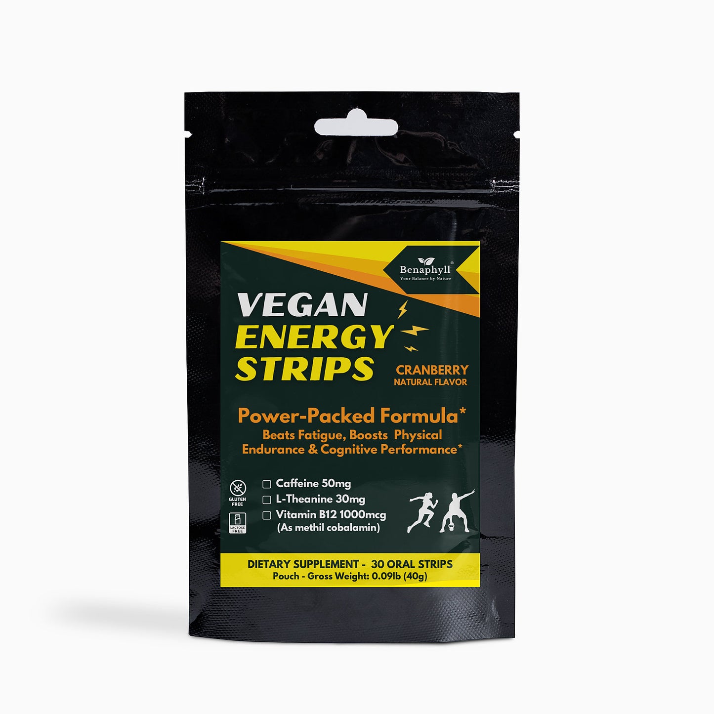 Vegan Energy Strips Pouch - Cranberry Flvr.