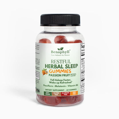 Restful Herbal Sleep Gummies - Passion Fruit Flvr.