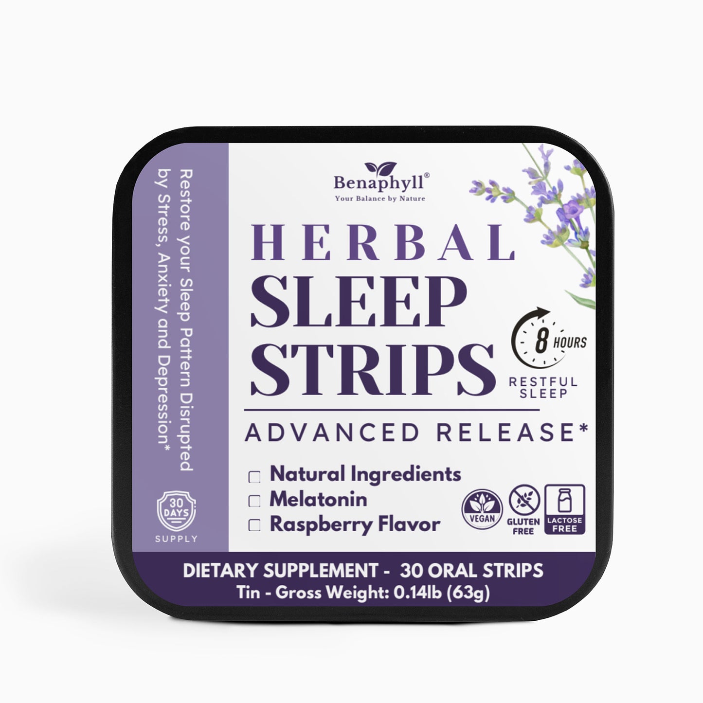 Herbal Sleep Strips Tin - Raspberry Flvr.