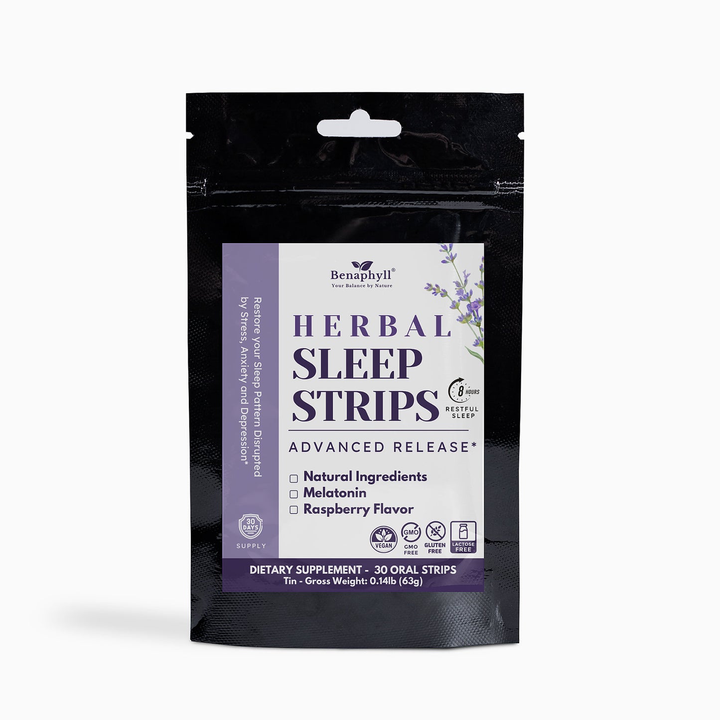 Herbal Sleep Strips Pouch - Raspberry Flvr.