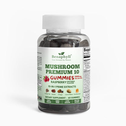 Mushroom Premium 10 Gummies - Raspberry Flvr.