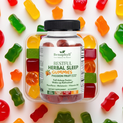 Restful Herbal Sleep Gummies - Passion Fruit Flvr.