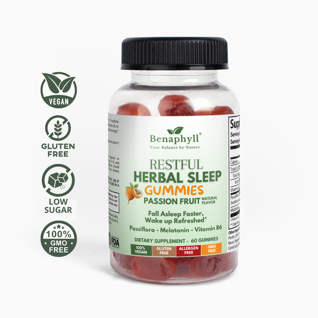 Restful Herbal Sleep Gummies - Passion Fruit Flvr.