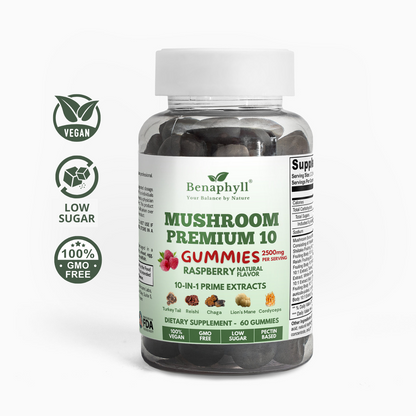 Mushroom Premium 10 Gummies - Raspberry Flvr.