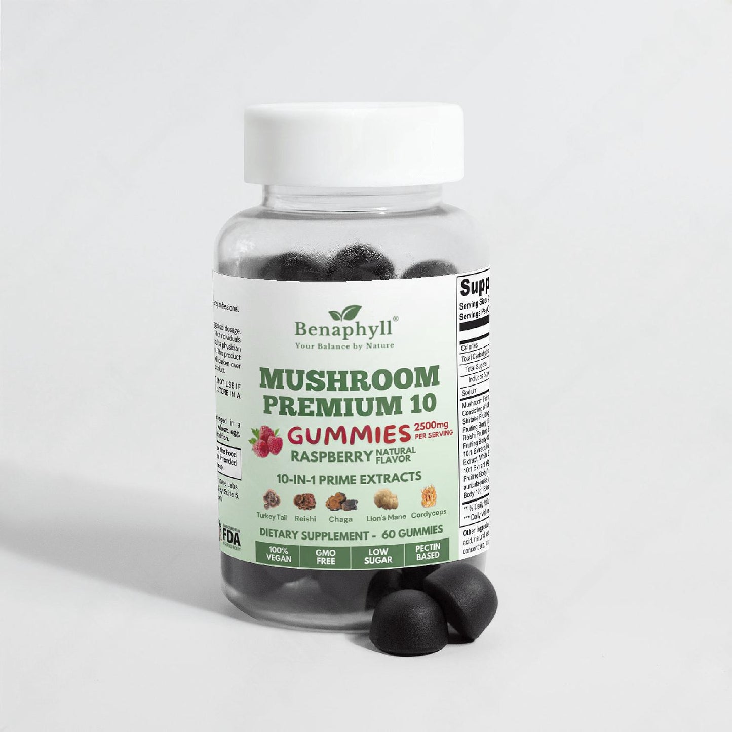 Mushroom Premium 10 Gummies - Raspberry Flvr.