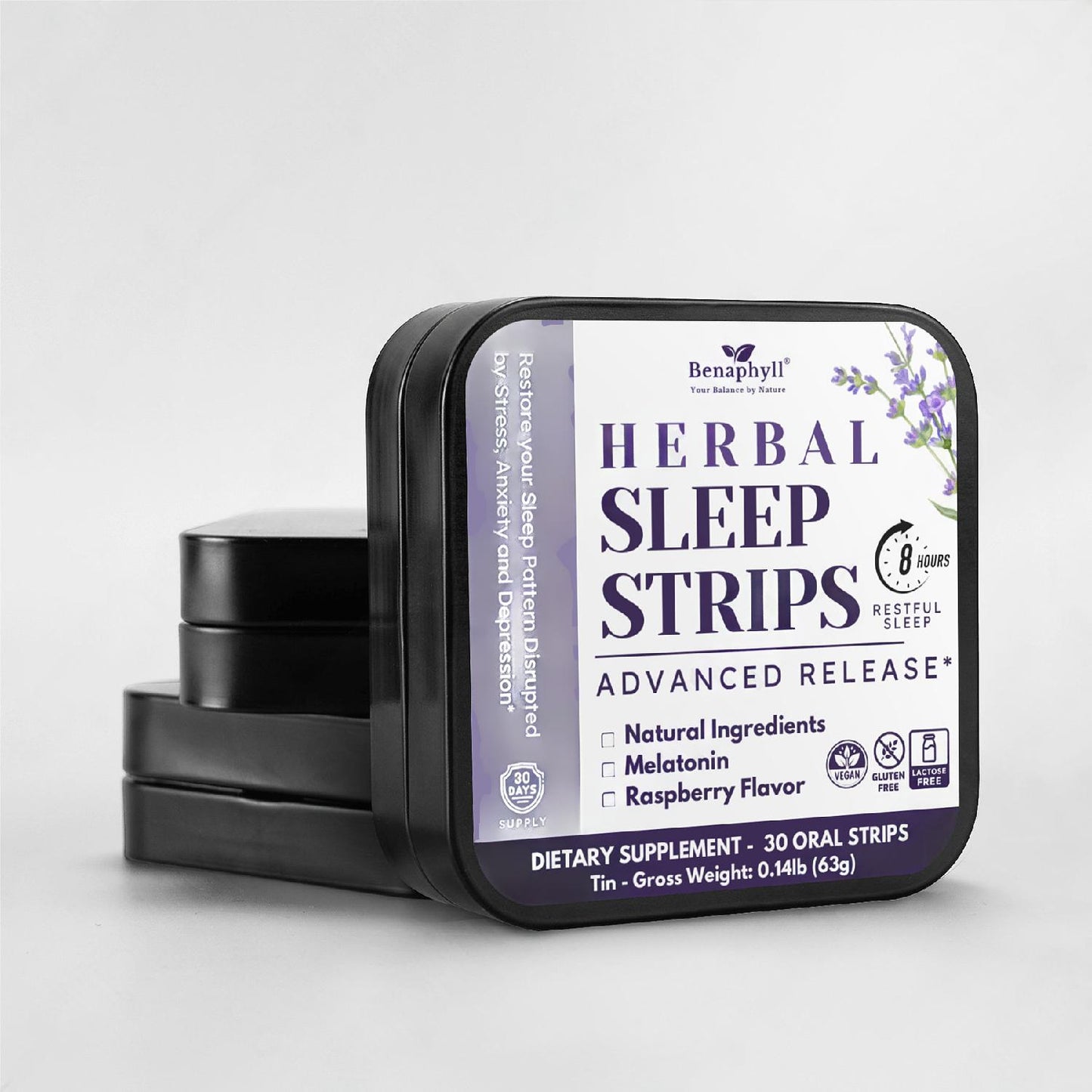 Herbal Sleep Strips Tin - Raspberry Flvr.