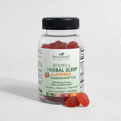 Restful Herbal Sleep Gummies - Passion Fruit Flvr.